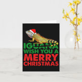 Carte Iguana Vous Souhaite Un Joyeux Noël Drôle Iguana (Fleur jaune)