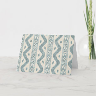 Carte Ikat sarcelle atténué sur crème, intérieur vierge