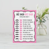Carte Il A Dit Qu'Elle A Dit Fête des mariées Game Card (Debout devant)