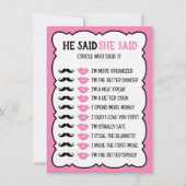 Carte Il A Dit Qu'Elle A Dit Fête des mariées Game Card (Devant)