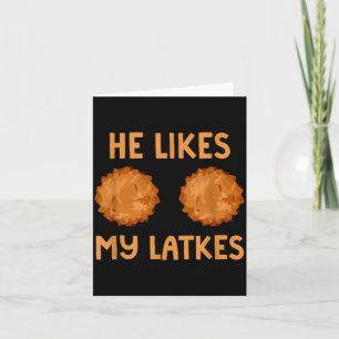 Carte Il aime mes latkes couple Hanouka assorti juif