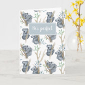 Carte Il est parfait bébé garçon Koala félicitations (Fleur jaune)