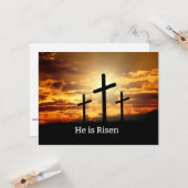 Carte Il est ressuscité, célébration de Pâques (Devant/Arrière en situation)