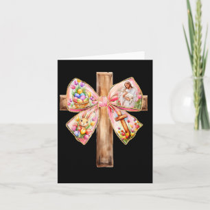 Carte Il Est Ressuscité Jésus Coquette Bow Croix de Pâqu