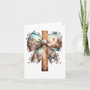 Carte Il Est Ressuscité Jésus Coquette Bow Croix de Pâqu