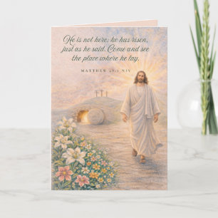 Carte Il est ressuscité – Matthieu 28:6 Verset biblique 