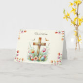 Carte Il est Rised Cross Easter Card (Fleur jaune)