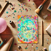 Carte Il est temps de célébrer les Coeurs Whimsical colo