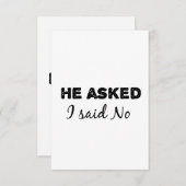 Carte il m'a demandé non (Devant / Derrière)