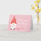 Carte Il n'y a qu'un Gnome comme vous Rouge Rose (Fleur jaune)