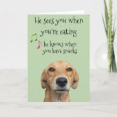 Carte Il sait quand vous avez des snacks Chien Noël (Devant)