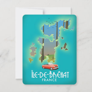 Carte Île-de-Bréhat, affiche de voyage de style vintage