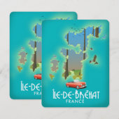 Carte Île-de-Bréhat, France affiche de voyage de style v (Devant / Derrière)