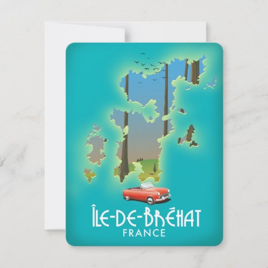 Carte Île-de-Bréhat, France affiche de voyage de style v (Devant)