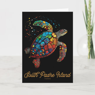 Carte Île de South Padre Vintage Rétro Tortue de mer du 