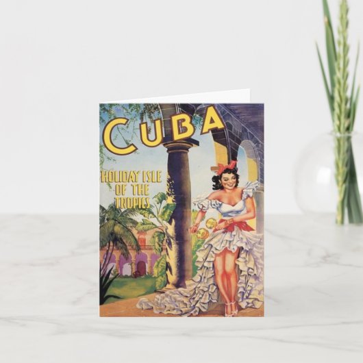 Carte Île de vacances de Cuba vintage (Devant)