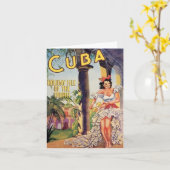Carte Île de vacances de Cuba vintage (Fleur jaune)