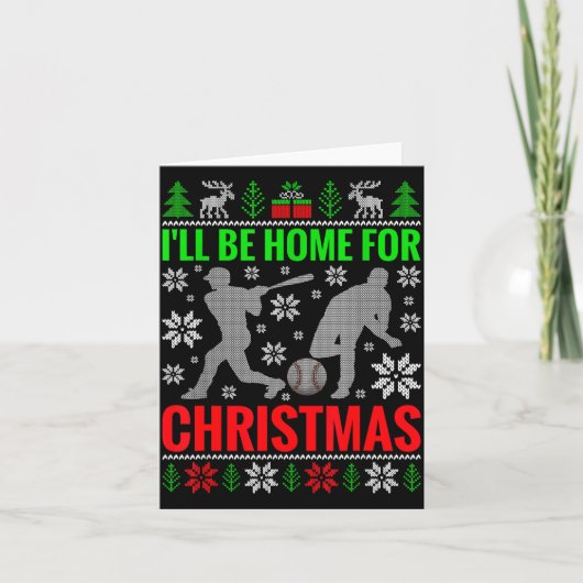 Carte I'll Be Home For Christmas Baseball Funny Xmas (Devant)