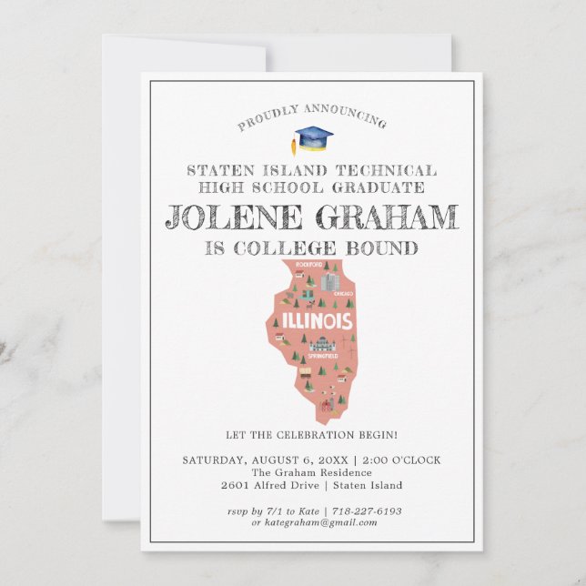 Carte Illinois | College Bound Graduation Party (Devant)