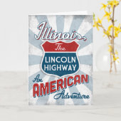 Carte Illinois Lincoln Highway Amérique Vintage (Fleur jaune)