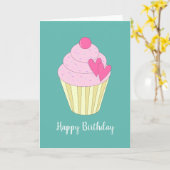 Carte illusima Amour Coeur Cupcake Turquoise Anniversair (Fleur jaune)