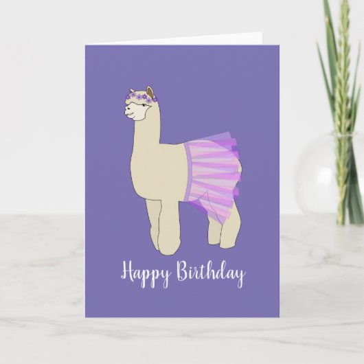 Carte illusima Ballerina Llama foncé violet Anniversaire (Devant)