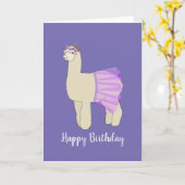 Carte illusima Ballerina Llama foncé violet Anniversaire (Fleur jaune)