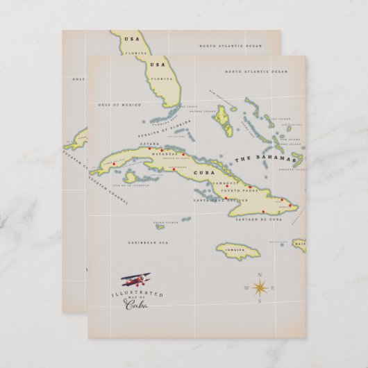 Carte Illustrated map of Cuba (Devant / Derrière)