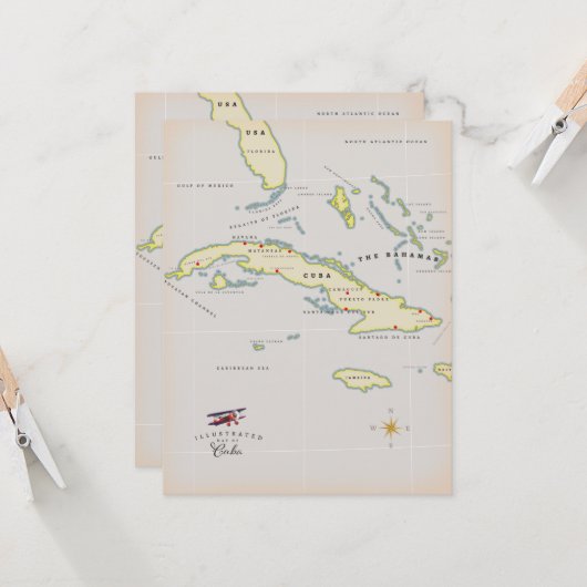 Carte Illustrated map of Cuba (Devant/Arrière en situation)