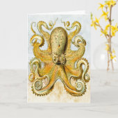 Carte Illustrated Octopus Squid Happy Birthday Card (Fleur jaune)