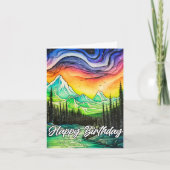 Carte Illustration Abstraite colorée des aurores boréale (Devant)