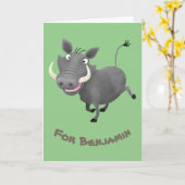 Carte Illustration amusante d'un cochon de guerre africa (Fleur jaune)