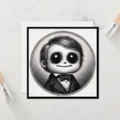 Carte Illustration Antique d'Horreur de Monstre Mignon É (Devant/Arrière en situation)