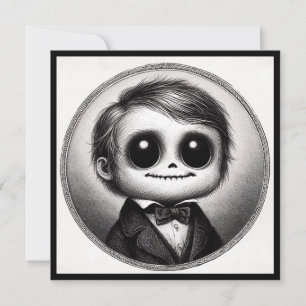 Carte Illustration Antique d'Horreur de Monstre Mignon É
