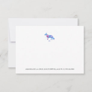 Carte Illustration aquarelle Berger Allemand bleu violet