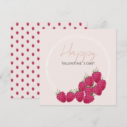 Carte Illustration aquarelle de framboises (Devant / Derrière)