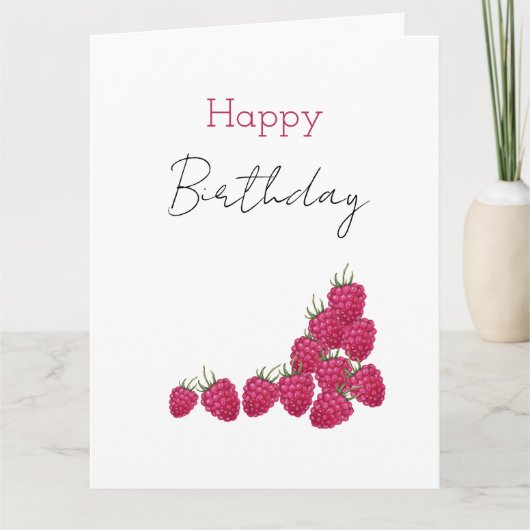 Carte Illustration aquarelle de framboises (Devant)