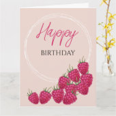 Carte Illustration aquarelle de framboises roses mignonn (Fleur jaune)