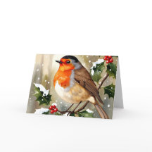 Illustration aquarelle de Noël du rouge-gorge Cozy