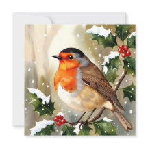 Illustration aquarelle de rouge-gorge de Noël Cozy