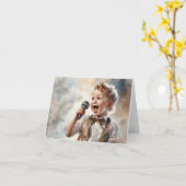 Carte Illustration aquarelle d'un jeune garçon chanteur (Fleur jaune)