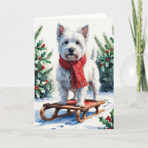 Carte Illustration aquarelle d'un West Highland White Te