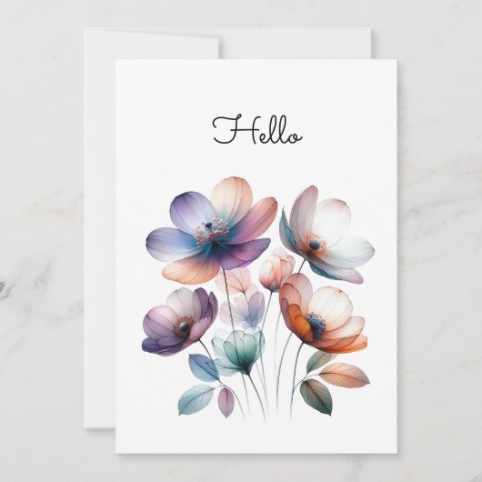 Carte Illustration aquarelle Fleurs personnalisable (Devant)