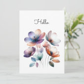 Carte Illustration aquarelle Fleurs personnalisable (Debout devant)