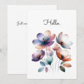 Carte Illustration aquarelle Fleurs personnalisable (Devant / Derrière)