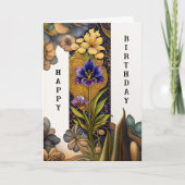 Carte Illustration Art Déco Fleurs Anniversaire (Devant)