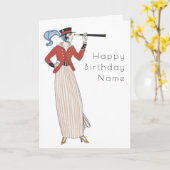 Carte Illustration Art Déco pour anniversaire de femme B (Fleur jaune)
