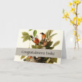 Carte Illustration Audubon American Robin Wildlife Bird (Fleur jaune)