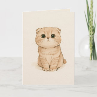 Carte Illustration Beige Chat triste Je t'aime