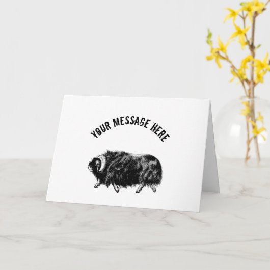 Carte Illustration Black Muskox personnalisée (Fleur jaune)